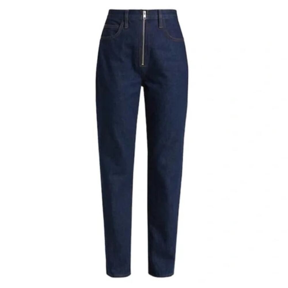 FRAME dark wash Le High N Tight tapered straight leg 100% cotton denim jeans